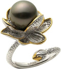 Tahitian Black Pearl Rings Jewelry For Women Fashion Gifts Wife Mom Girlfriend,Christmas Anniversary Birthday Fine Jewelry Gifts for Womens Her