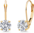 Gem Stone King 0.20-1.50 Ct Lab Diamond Leverback Earrings 14K Gold