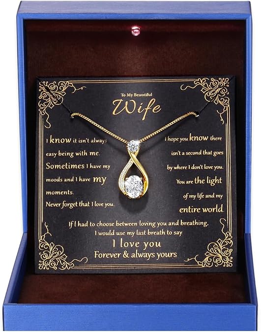 1.5CT Moissanite Infinity Necklace Anniversary Wedding Gifts for Women Wife S925 Sterling Silver 18K White Gold/Gold Filled Jewelry for Birthday Mothers Christmas Valentines Day, Standard/LED Light Box