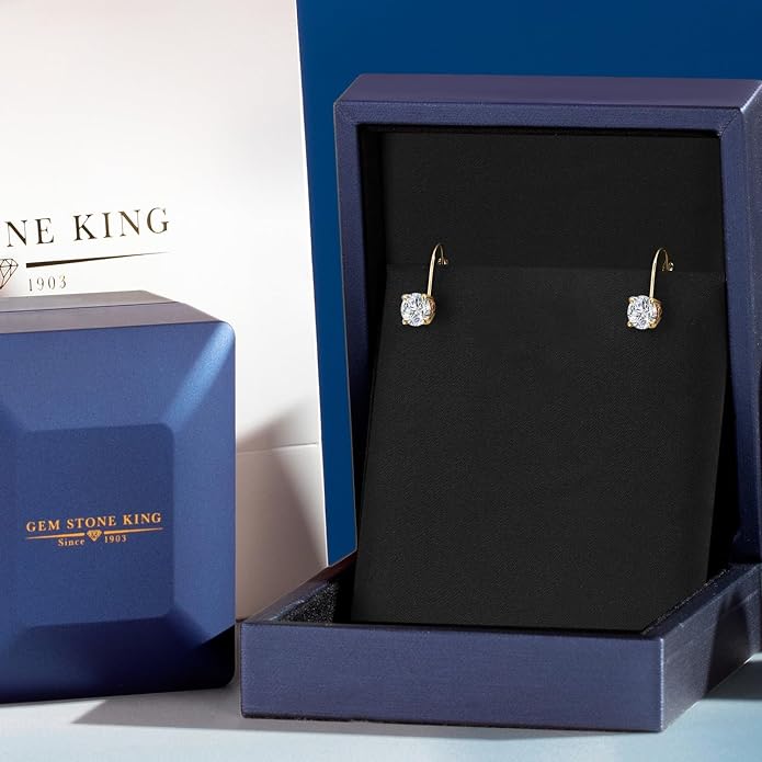 Gem Stone King 0.20-1.50 Ct Lab Diamond Leverback Earrings 14K Gold