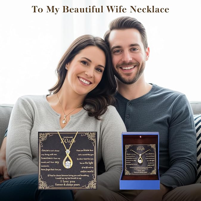 1.5CT Moissanite Infinity Necklace Anniversary Wedding Gifts for Women Wife S925 Sterling Silver 18K White Gold/Gold Filled Jewelry for Birthday Mothers Christmas Valentines Day, Standard/LED Light Box